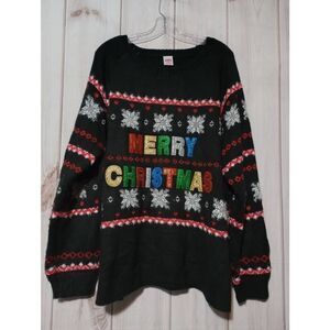 Holiday‎ Time Sweater Ladies 3x Black Merry Christmas